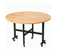 Escritorio Plegable, Mesa Redonda Extensible Comedor, con 6 Ruedas Y Alas Abatibles, Mesas Plegables Portatiles, para Sala De Estar De Apartamento(Beige,39.4in)
