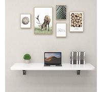 Escritorio plegable montado en la pared flotante para el hogar y la oficina, estación de trabajo con hojas caídas que ahorra espacio, ideal para sala de estar, cocina, espacios pequeños (color: blanco