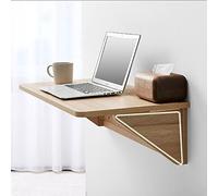 Escritorio plegable montado en la pared para espacios pequeños, estación de trabajo compacta para laptop, escritorio de madera para baño, balcón, oficina en casa, diseño invisible, fácil de instalar.