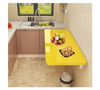 Escritorio plegable montado en la pared para espacios pequeños, ideal para lavandería, estudio o dormitorio, 90 x 30 cm, color amarillo elegante