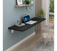 Escritorio plegable montado en la pared para espacios pequeños, mesa de estudio que ahorra espacio, color negro, 80 x 50 cm, perfecto para oficina en casa, escritorio flotante compacto y elegante