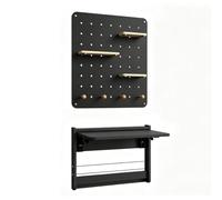 Escritorio Plegable Mural con Tablero Perforado, Mesa Oficina en Casa | Escritorio Mural Plegable Ahorra Espacio. Resistente, Fácil Plegado, Dormitorio, Apartamento(Black,75cm/29.5in)