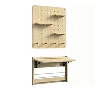 Escritorio Plegable Mural con Tablero Perforado, Mesa Oficina en Casa | Escritorio Mural Plegable Ahorra Espacio. Resistente, Fácil Plegado, Dormitorio, Apartamento(Logs,75cm/29.5in)