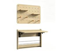 Escritorio Plegable Mural con Tablero Perforado, Mesa Oficina en Casa | Escritorio Mural Plegable Ahorra Espacio. Resistente, Fácil Plegado, Dormitorio, Apartamento(Logs,47cm/18.5in)