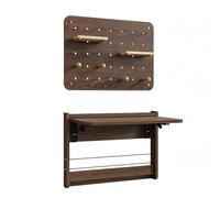 Escritorio Plegable Mural con Tablero Perforado, Mesa Oficina en Casa | Escritorio Mural Plegable Ahorra Espacio. Resistente, Fácil Plegado, Dormitorio, Apartamento(Brown,47cm/18.5in)
