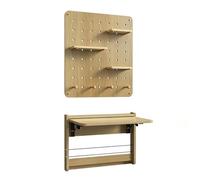 Escritorio Plegable Mural con Tablero Perforado, Mesa Oficina en Casa | Escritorio Mural Plegable Ahorra Espacio. Resistente, Fácil Plegado, Dormitorio, Apartamento(Oak,75cm/29.5in)