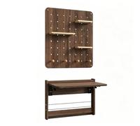 Escritorio Plegable Mural con Tablero Perforado, Mesa Oficina en Casa | Escritorio Mural Plegable Ahorra Espacio. Resistente, Fácil Plegado, Dormitorio, Apartamento(Brown,75cm/29.5in)