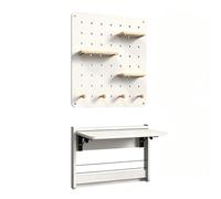 Escritorio Plegable Mural con Tablero Perforado, Mesa Oficina en Casa | Escritorio Mural Plegable Ahorra Espacio. Resistente, Fácil Plegado, Dormitorio, Apartamento(White,75cm/29.5in)