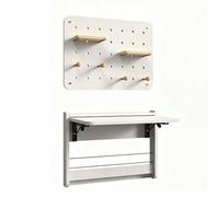 Escritorio Plegable Mural con Tablero Perforado, Mesa Oficina en Casa | Escritorio Mural Plegable Ahorra Espacio. Resistente, Fácil Plegado, Dormitorio, Apartamento(White,47cm/18.5in)