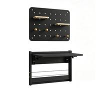 Escritorio Plegable Mural con Tablero Perforado, Mesa Oficina en Casa | Escritorio Mural Plegable Ahorra Espacio. Resistente, Fácil Plegado, Dormitorio, Apartamento(Black,47cm/18.5in)