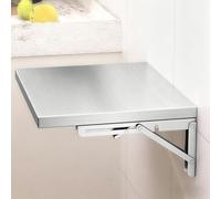 Escritorio plegable para colgar montado en la pared, estación de trabajo plegable de acero inoxidable cepillado 304 para el hogar, oficina, garaje, cocina, barra de desayuno(L40xW40cm/L16xW16in)