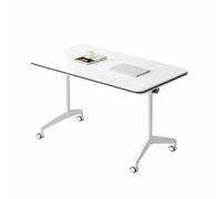 Escritorio plegable para conferencias con ruedas de bloqueo, mesa de reunión rectangular con tapa abatible, mesa de trabajo móvil para oficina, entrenamiento, taller, fácil de mover, diseño versátil