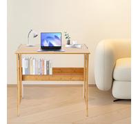 Escritorio plegable para secretaria con estante, escritorio compacto para computadora para el hogar y la oficina, diseño que ahorra espacio, 83 x 54 x 76 cm (color madera), perfecto para espacios