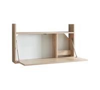 [en.casa] Escritorio Mural Plegable Rautalampi con 2 Compartimentos y Estante Mesa Plegable de Pared para Espacios Pequeños de Trabajo Estudio 83 x 48 x 15 cm - Efecto Roble