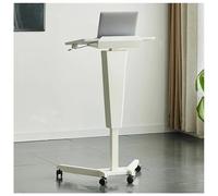 Escritorio portátil móvil, Soporte de podio con Altura Ajustable, Escritorio con Ruedas móviles para portátil(Blanco)
