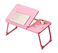 Escritorio portátil para Cama, Soporte para Laptop, pequeña Mesa de Cama Plegable Ajustable para computadora portátil y Escritura, Mesa de Bandeja de Cama(Pink,55x32cm)