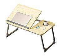 Escritorio portátil para Cama, Soporte para Laptop, pequeña Mesa de Cama Plegable Ajustable para computadora portátil y Escritura, Mesa de Bandeja de Cama(Beige,55x32cm)
