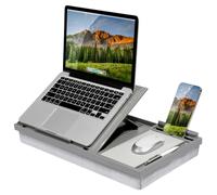 Escritorio portαtil LAPGEAR Ergo Pro con alfombrilla para ratσn y soporte para telιfono con 20 αngulos ajustables - Gris - Compatible con portαti