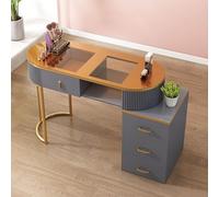 Escritorio profesional de Nail Tech, mesa de manicura moderna de madera y estación de trabajo de spa con gabinete de almacenamiento de 3 niveles para el hogar, salón de belleza y profesionales del