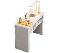 Escritorio profesional para salón de uñas con colector de polvo integrado, iluminación LED y cajones de almacenamiento para una configuración eficiente de la estación de trabajo de manicura