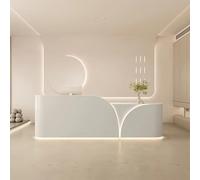 Escritorio recepcionista de 112 pulgadas con logotipo personalizable e iluminación LED oculta, mostrador de pago comercial para tienda de ropa, salón de belleza, sala de recepción de oficina, envío de