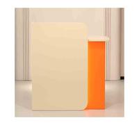 Escritorio recepcionista en forma de L con estantes - Mostrador de caja para peluquerías, salones de belleza y tiendas de ropa - Naranja albaricoque con tira de luz de 100 cm