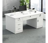 Escritorio rectangular moderno con 5 cajones, mesa de computadora de madera para estudiantes, pedestal de oficina y gabinete integrado, muebles de estudio simples, 55 pulgadas de largo x 24 pulgadas