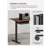 Escritorio Eléctrico Ajustable en Altura, Marrón Rústico + Negro / 60 x 120 x (72-120) cm