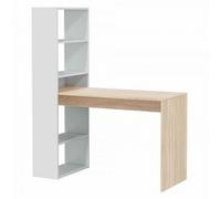 Escritorio Roble + Librera Blanca 5 Estantes para Casa Y Oficina 120x50cm H