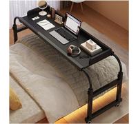 Escritorio rodante para laptop con ruedas, carrito de altura ajustable para marco de cama individual, matrimonial, queen y king