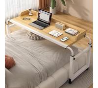 Escritorio rodante para laptop con ruedas, carrito de altura ajustable para marco de cama individual, matrimonial, queen y king