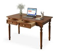 Escritorio rústico de madera maciza de campo francés, mesa de nogal con bordes para oficina en casa, dormitorio y estudio (47 x 30 x 24 pulgadas), elegante y funcional