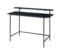 [en.casa] Mesa Oficina Samnanger Práctico Escritorio Rectangular con Estante Superior para Pantalla Libros Mesa de Ordenador para Hogar Oficina Estable Aglomerado Acero 120 x 55 x 88 cm - Negro