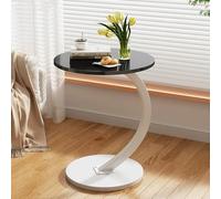 Escritorio sobre cama, mesa auxiliar en forma de C, mesita de noche de estilo industrial para espacios pequeños, perfecta para sala de estar u oficina