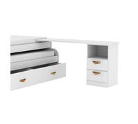 Escritorio soporte cama + cajonera aglomerado blanco cuero 76,5x202x45
