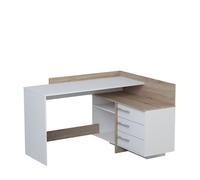 Escritorio thales con 3 cajones color blanco y roble