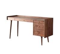 Escritorio Walnut Wood Laptop Desk Writing with Storage, Modern Home Office Workstation with 4 Drawers(S)