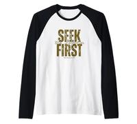 Escritura bíblica inspiradora busca primero el reino de Dios Camiseta Manga Raglan