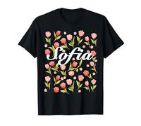 Escritura Cursiva Blanca Nombre Personalizado Flor de Primavera Sofía Camiseta
