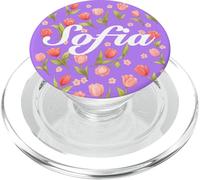 Escritura Cursiva Blanca Nombre Personalizado Flor de Primavera Sofía PopSockets PopGrip para MagSafe