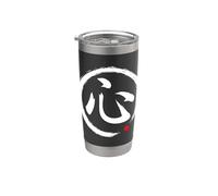 Escritura de caracteres de palabra japonesa "corazón" Vaso térmico de acero inoxidable de doble pared