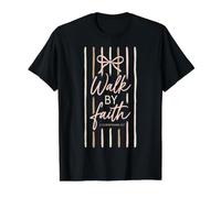 Escritura de fe Cristiana Bow Walk by Faith Verse Camiseta gráfica económica, Hombre, Negro, M
