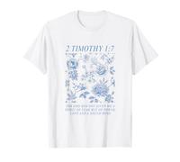 Escritura Floral Christian 2 Timoteo 1:7 Mujeres Camiseta