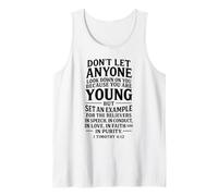 Escritura Juvenil Fe Biblia Versículo 1 Timoteo 4:12 Empoderamiento Camiseta sin Mangas