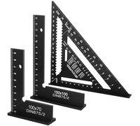 Escuadra Carpintero, 180mm Regla Métrica Triangular de Aluminio, Triángulo de Carpintería 45-90 Grados con 2 Escuadras de Carpintero de 90°, kit Herramientas Carpintero para Medir, Marcar y Cortar