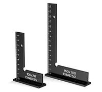 Escuadra Carpintero, 2 piezas falsa Escuadra de aluminio con escala de medición herramienta de precisión ángulo recto para máquinas laboratorio y trabajo de madera, 150x100mm y 100x70mm