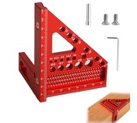 Escuadra Carpintero 3D - 22,5° a 90° - herramienta de carpintería de alta precisión en aleación de aluminio - 3 en 1: trazado/perforado/medición - adecuada para carpinteros e ingenieros (Rojo)