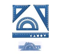 escuadra cartabon y transportador, escuadra y cartabon, Juego de reglas de Metal de 4 piezas, esquinas redondeadas,juego reglas escolares, Kit de geometría matemática para estudiantes y profesore