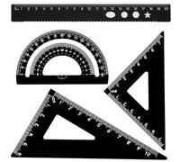 Escuadra cartabon y transportador, Juego de reglas de Metal de 4 piezas,Transportador De Angulos, Kit de geometría matemática Para Ingenieros, Profesores, Estudiantes