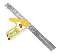 Escuadra Combinada Acero Inoxidable, Regla Portátil Ajustable, 300mm, Color Amarillo - Medición Precisa, Material Resistente, Ideal para Carpintería